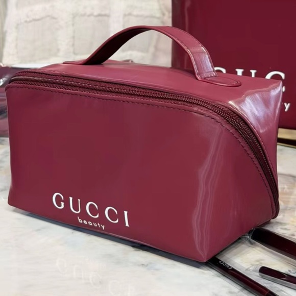 Gucci Accessories - Gucci Beauty Burgundy Cosmetic Bag